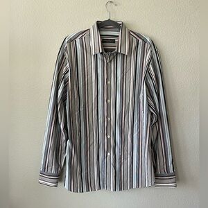 Salvatore Ferragamo Color Stripe Cotton Button Down Dress Shirt Men's Size XXL